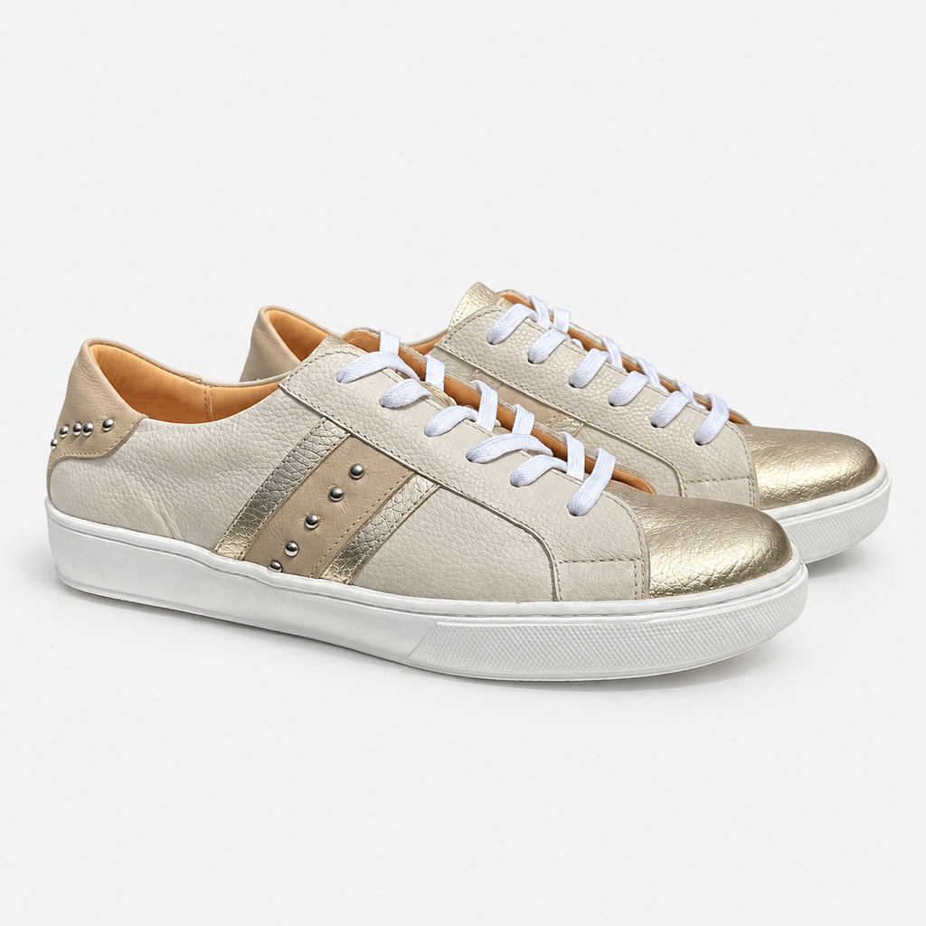 Zapatilla Cleo Beige Champagne — vista del par