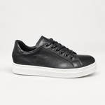 Zapatilla Isahia Negro de cuero napa, vista lateral