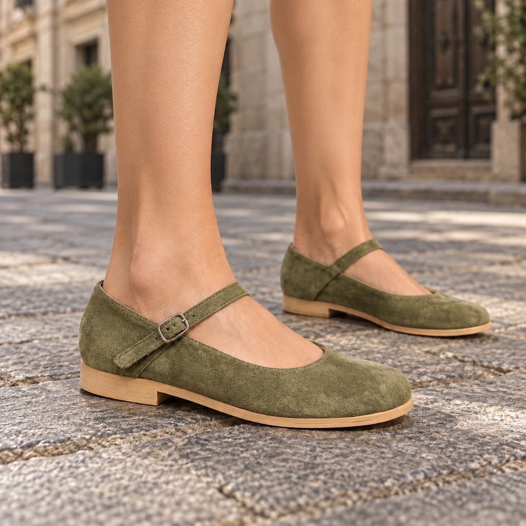 Mafalda Mía Reno Verde con modelo y piernas descubiertas